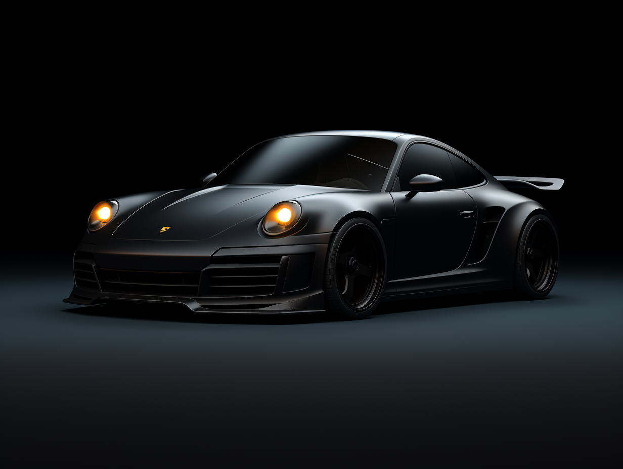 Black electric Porsche 930 EV concept car