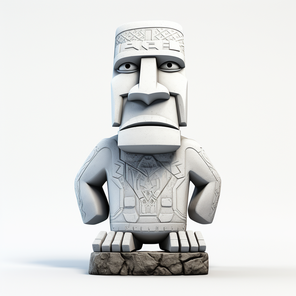 Electric Spectaculars Moai Statue on White Background