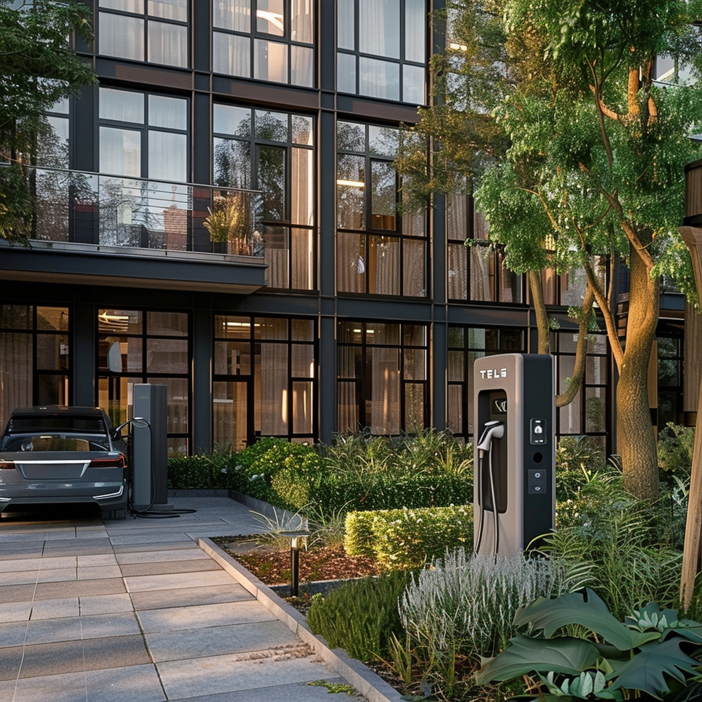 modern apartment electric vehicle charging station