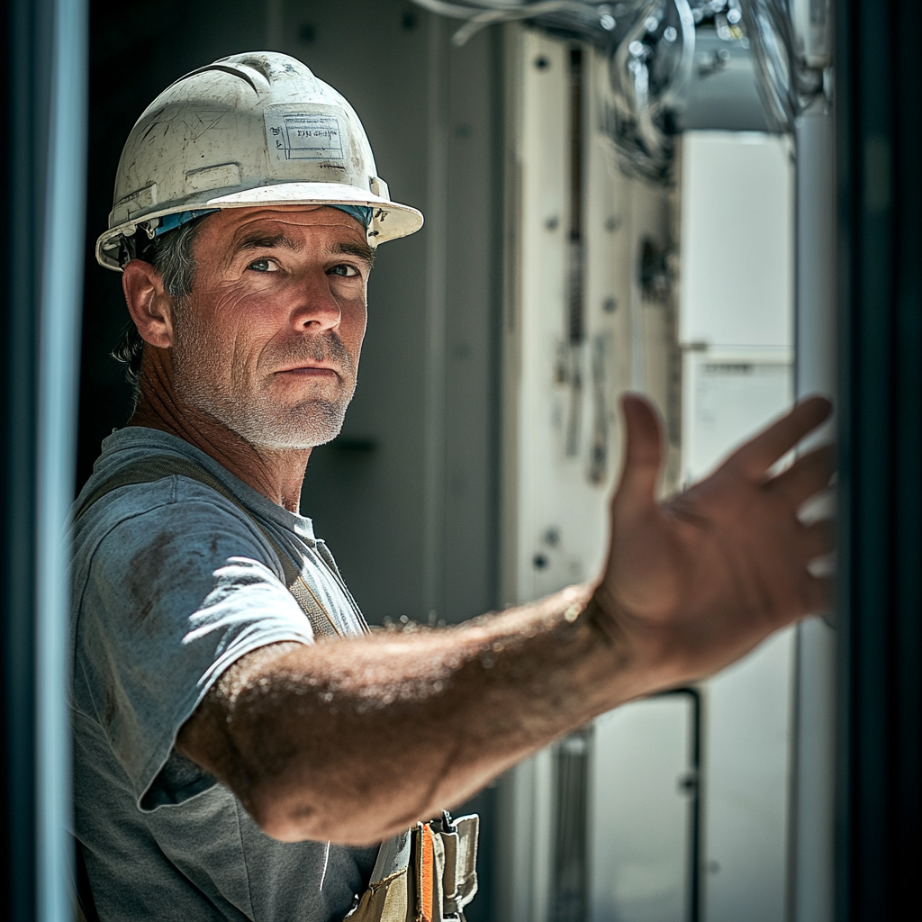 Electrician waving goodbye at job site