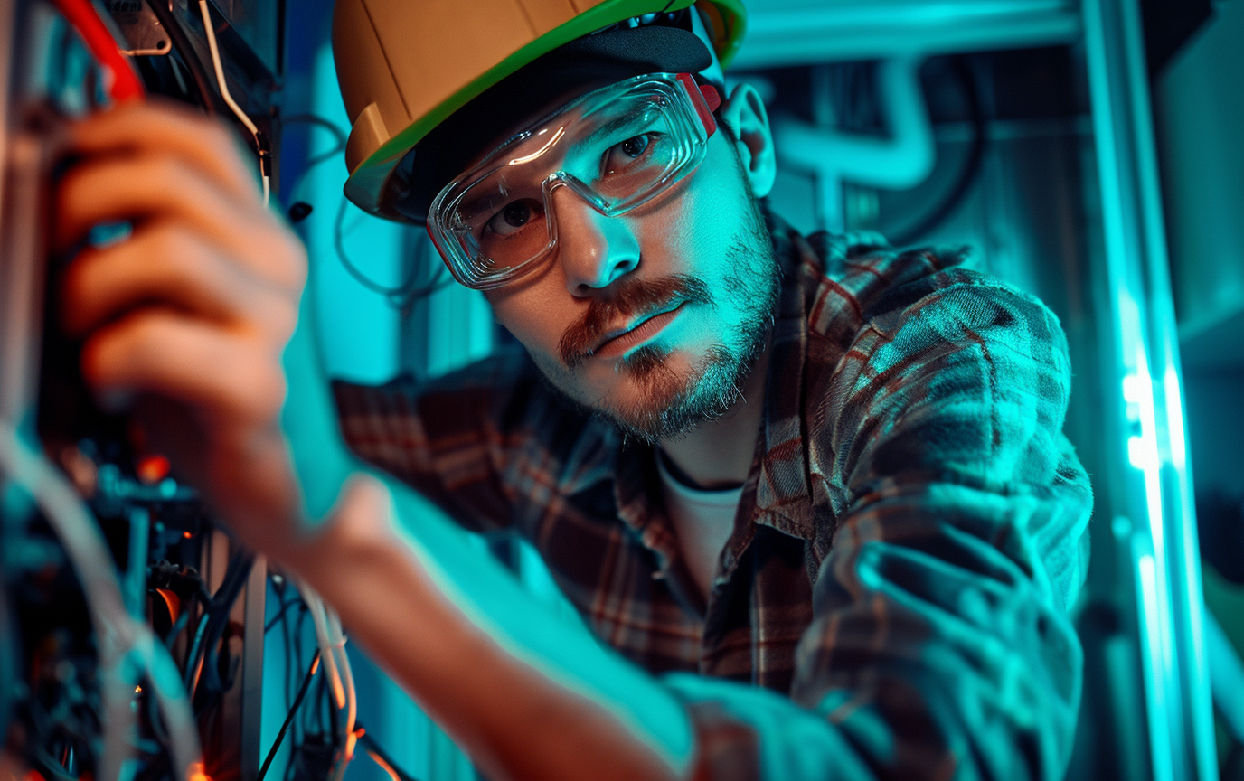 Electrician Repairing Appliance