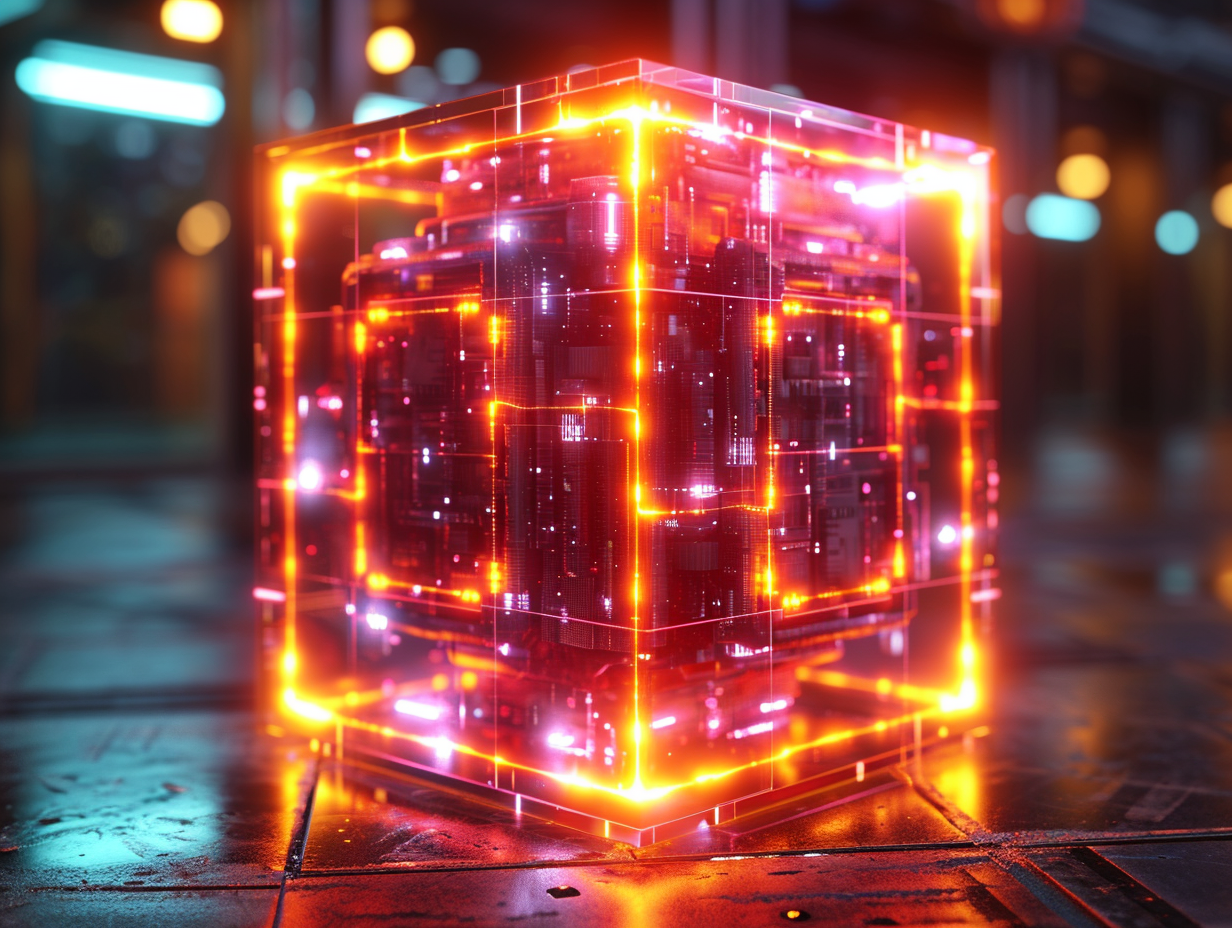 4D cube filled with electricity