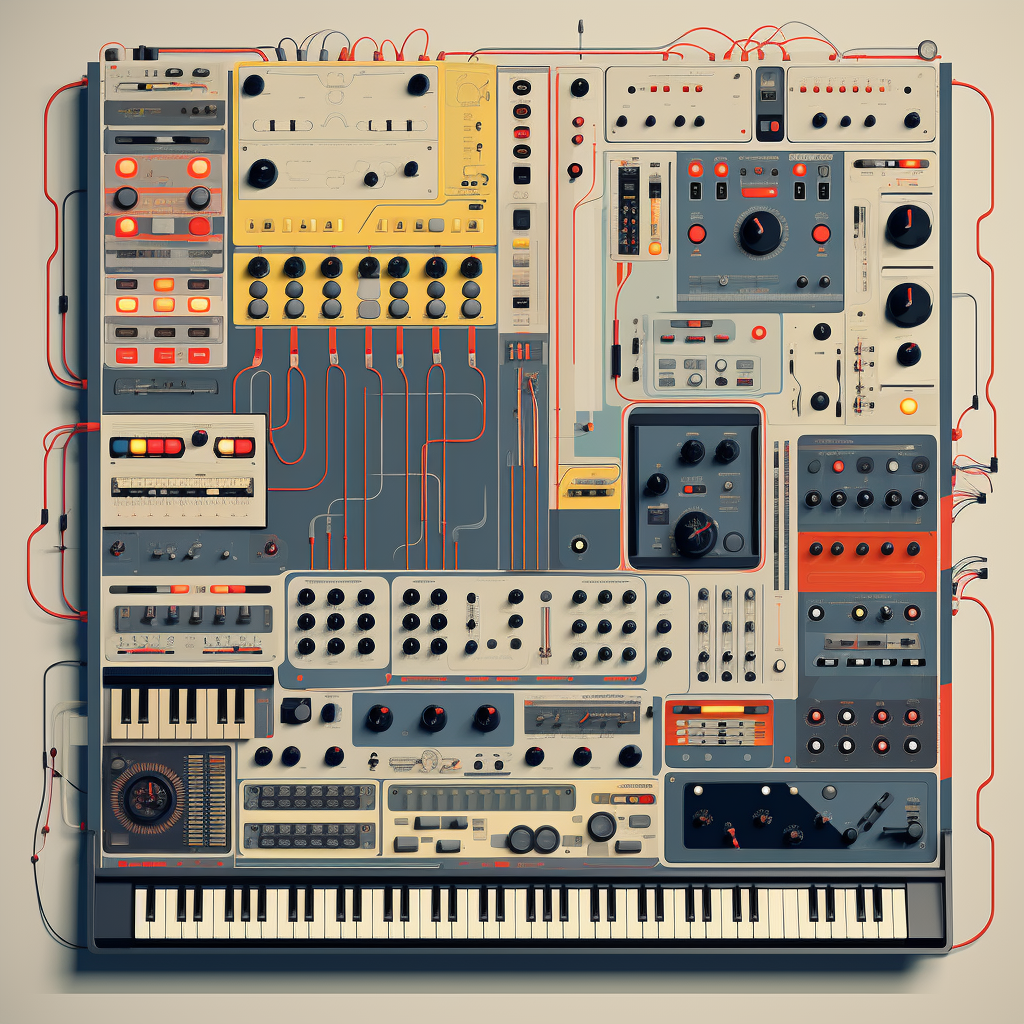 Electronic music poster with synths