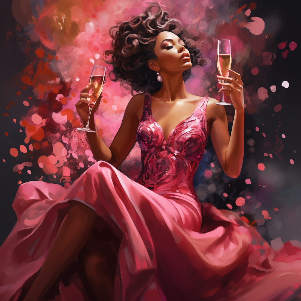 Graceful African American woman in pink gown