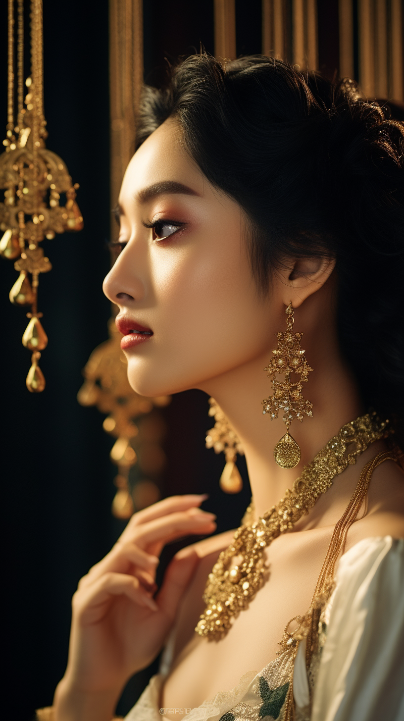 Asian woman with elegant jewelry