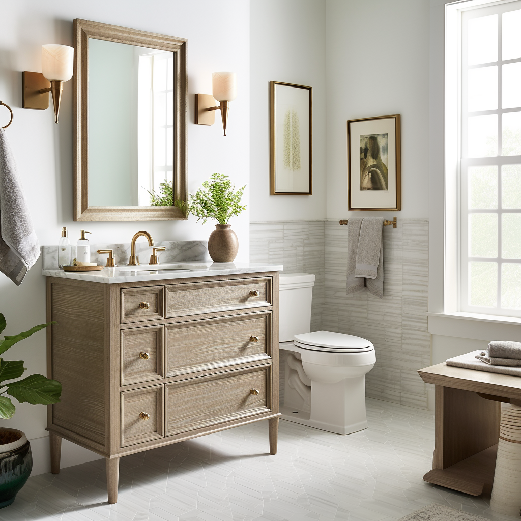 Beautiful Light on Stone in Elegant Bathroom