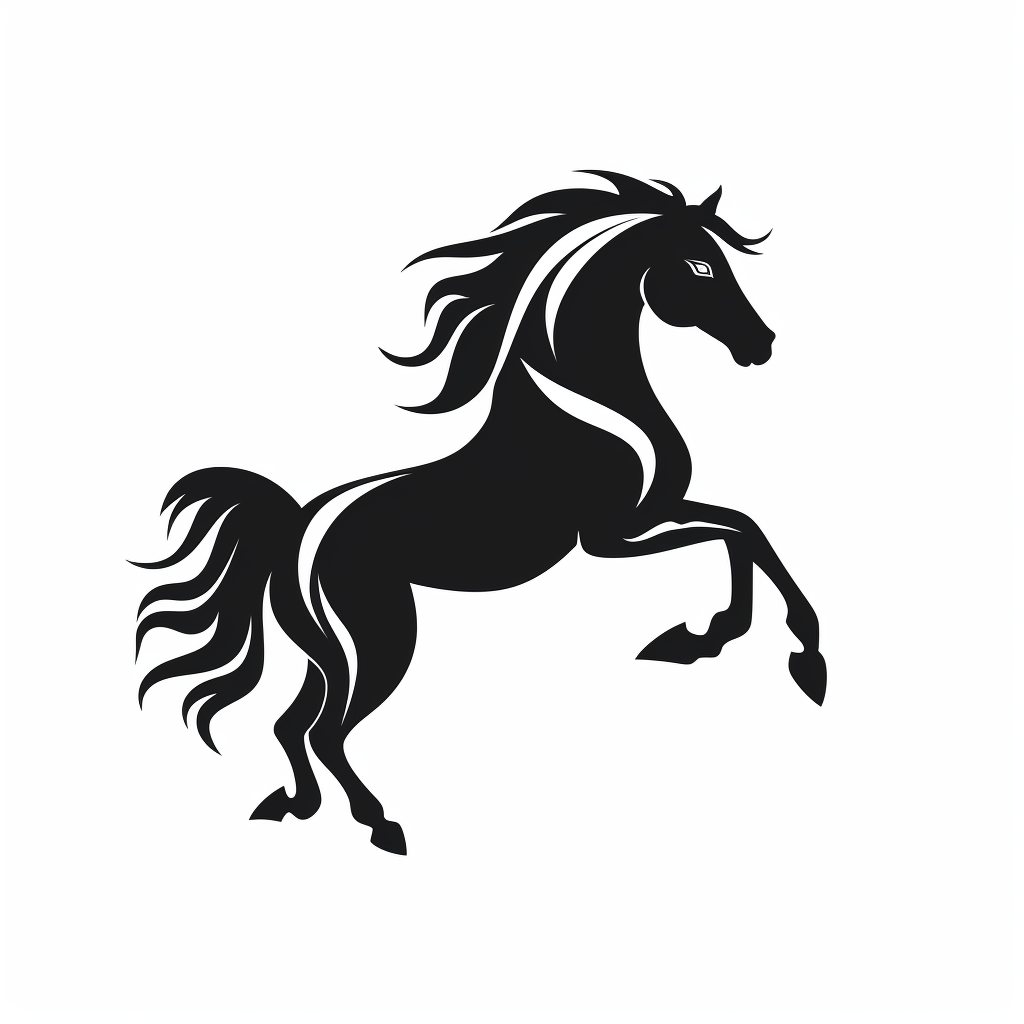 Elegant black horse logo on white background