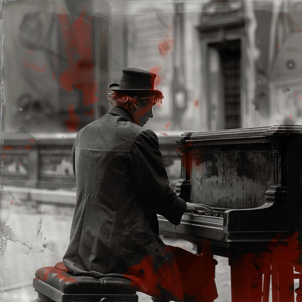 Elegant blond man playing piano