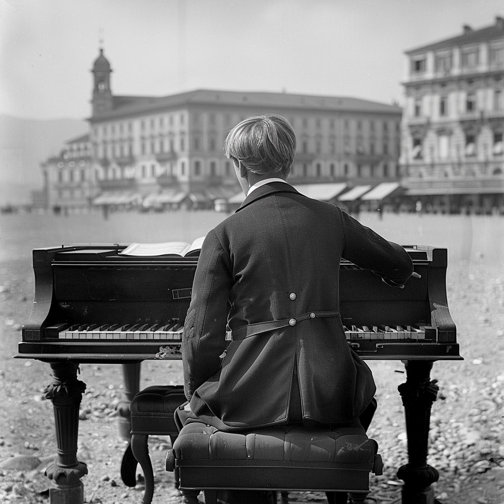 Man playing piano in 1913