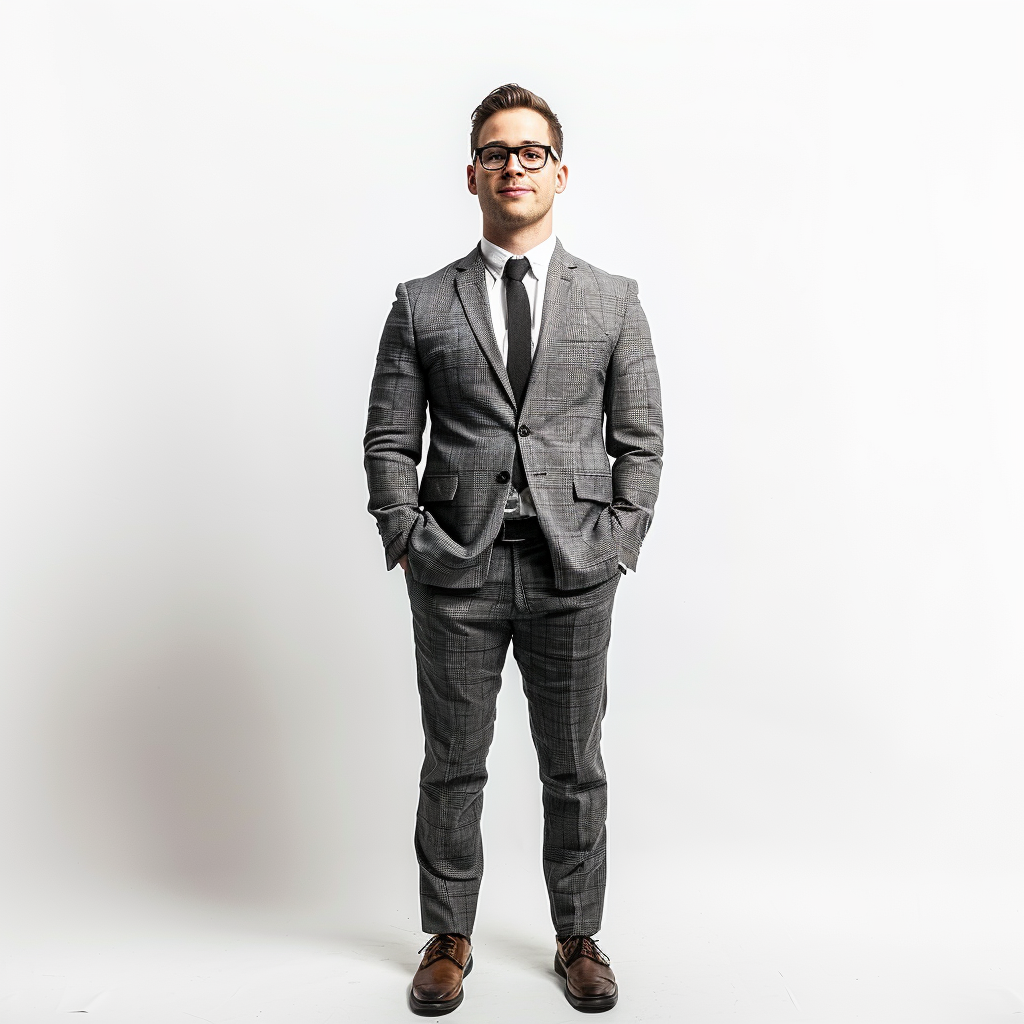 stylish man in suit white background