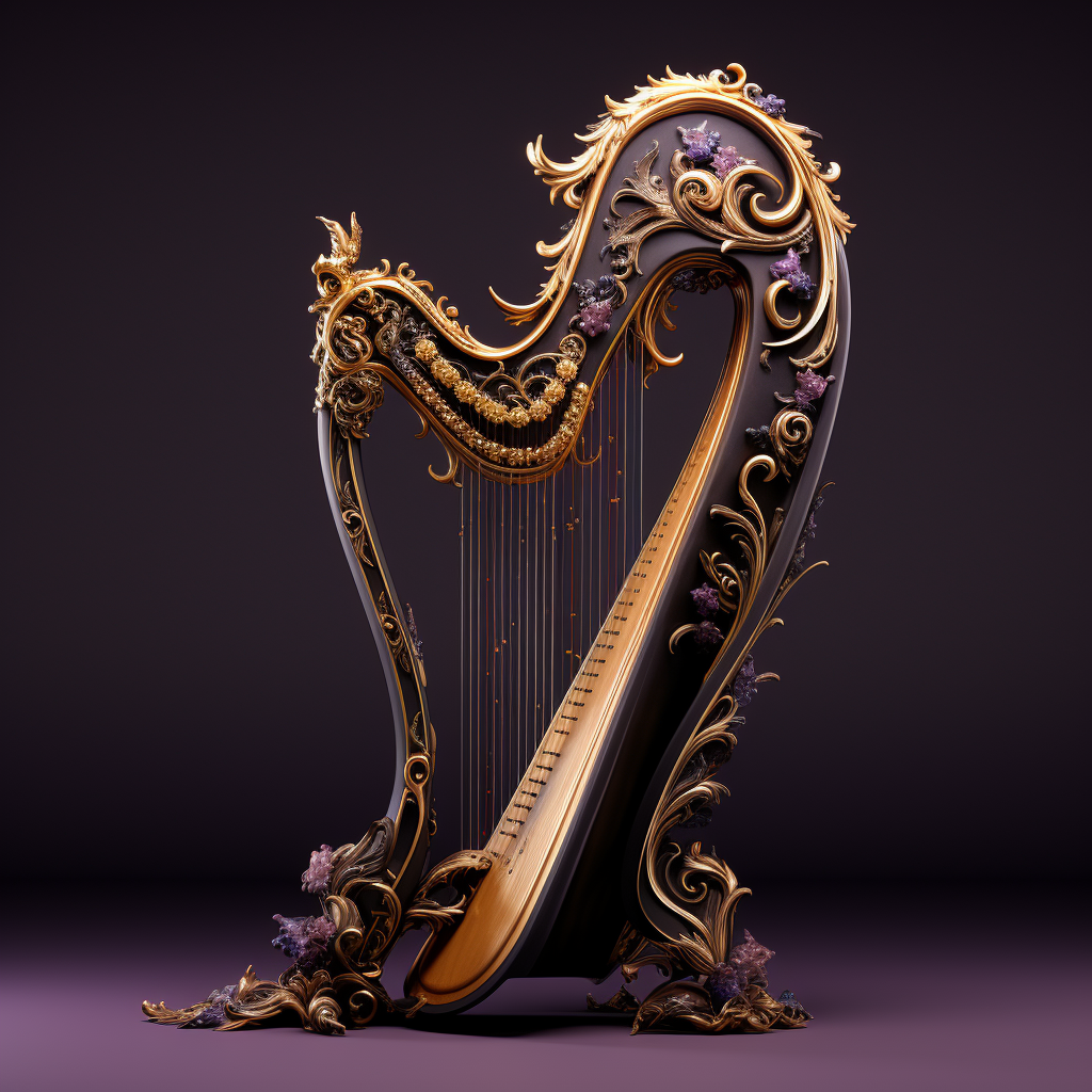 Beautifully crafted purple harp