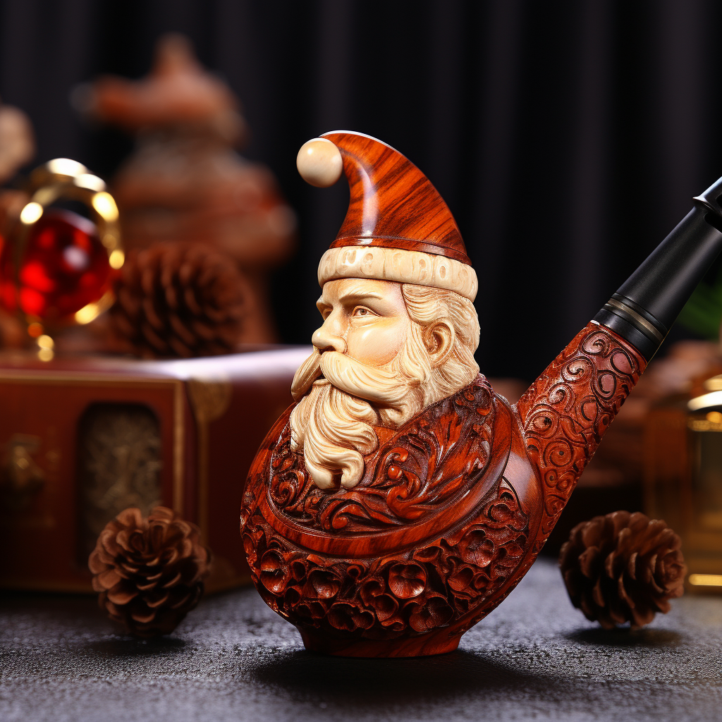 Realistic elegant Christmas wood smoking pipe