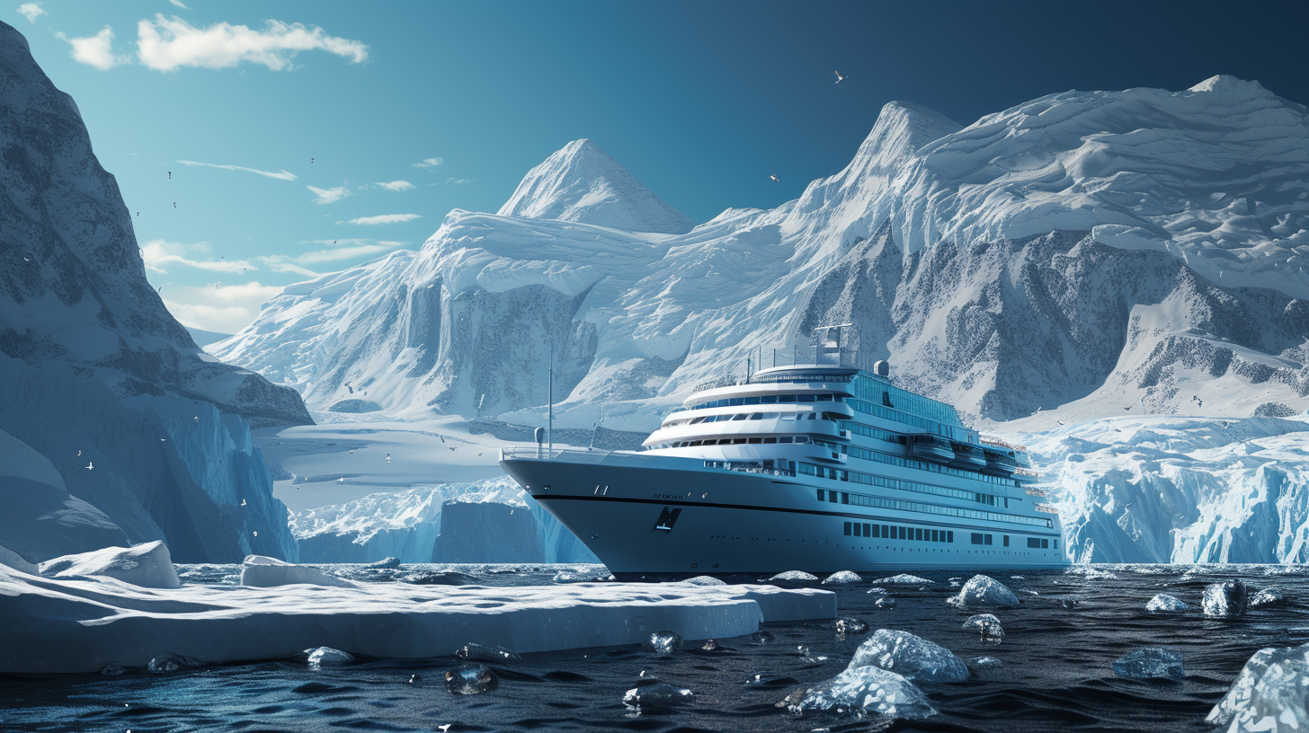 Cruise ship in icy waters