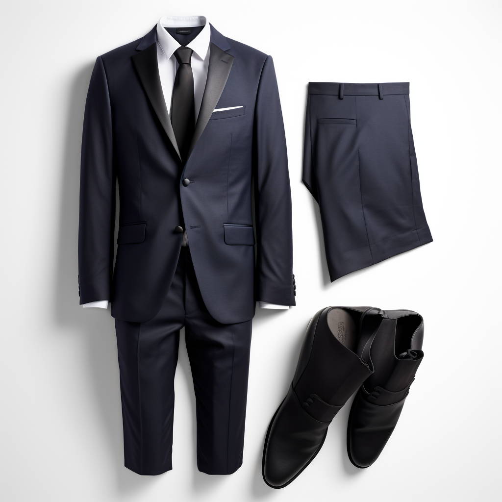 Elegant navy blue blazer and trousers