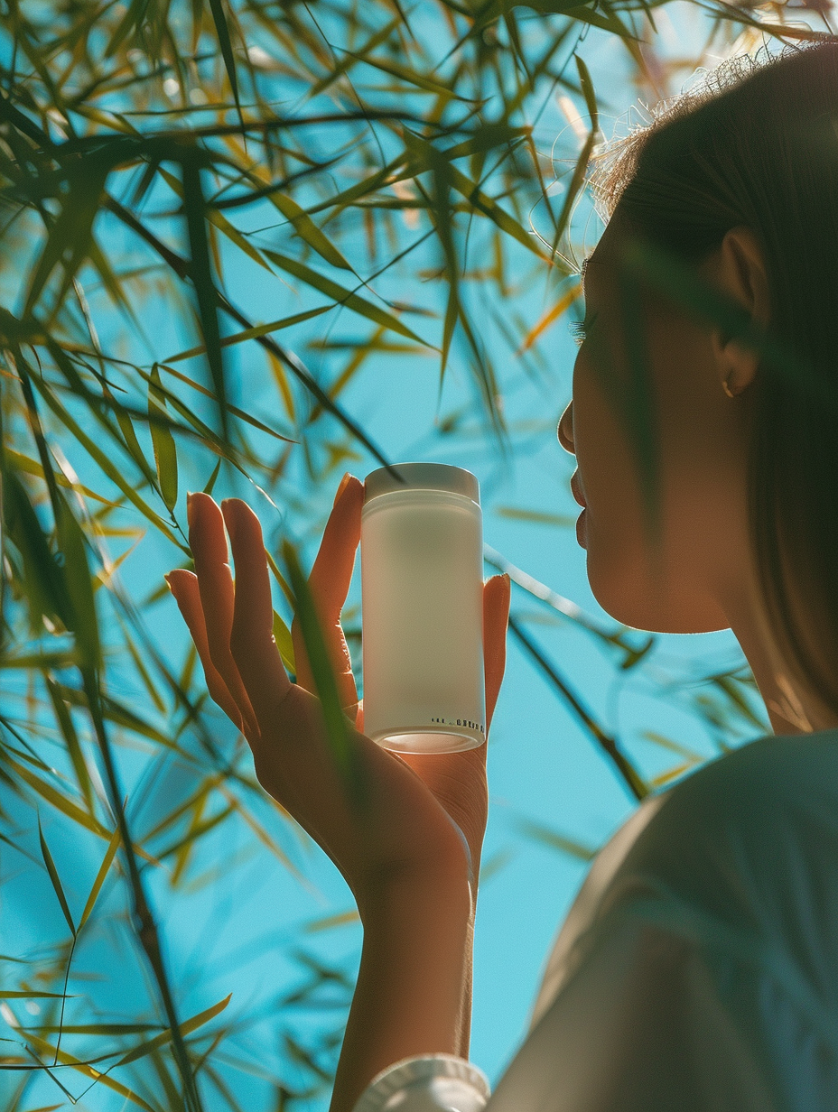 Female Hand Cream Bottle Close-up