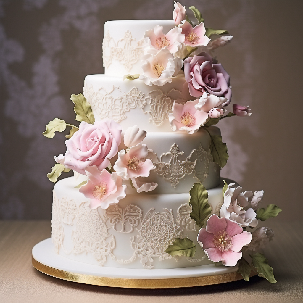 Three-tiered Elegant Floral Cake