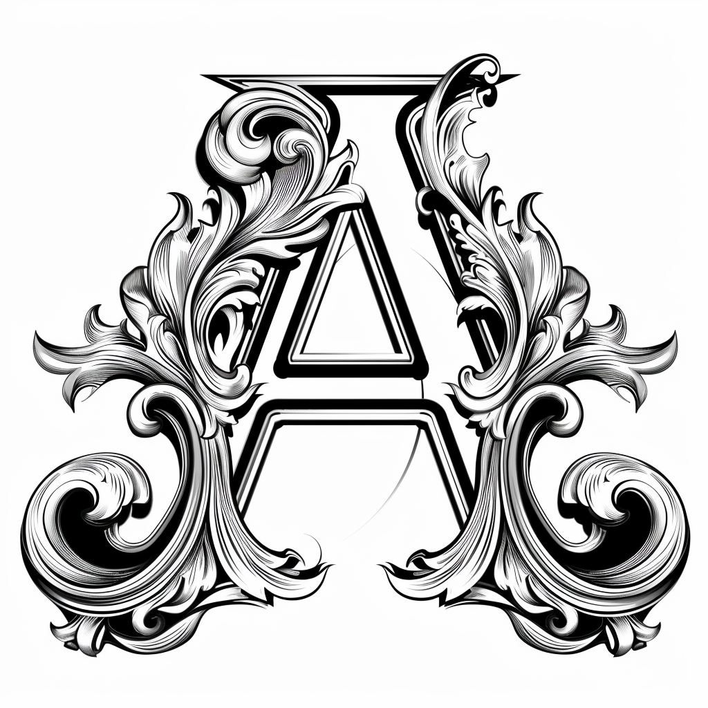 Black and white elegant letter A