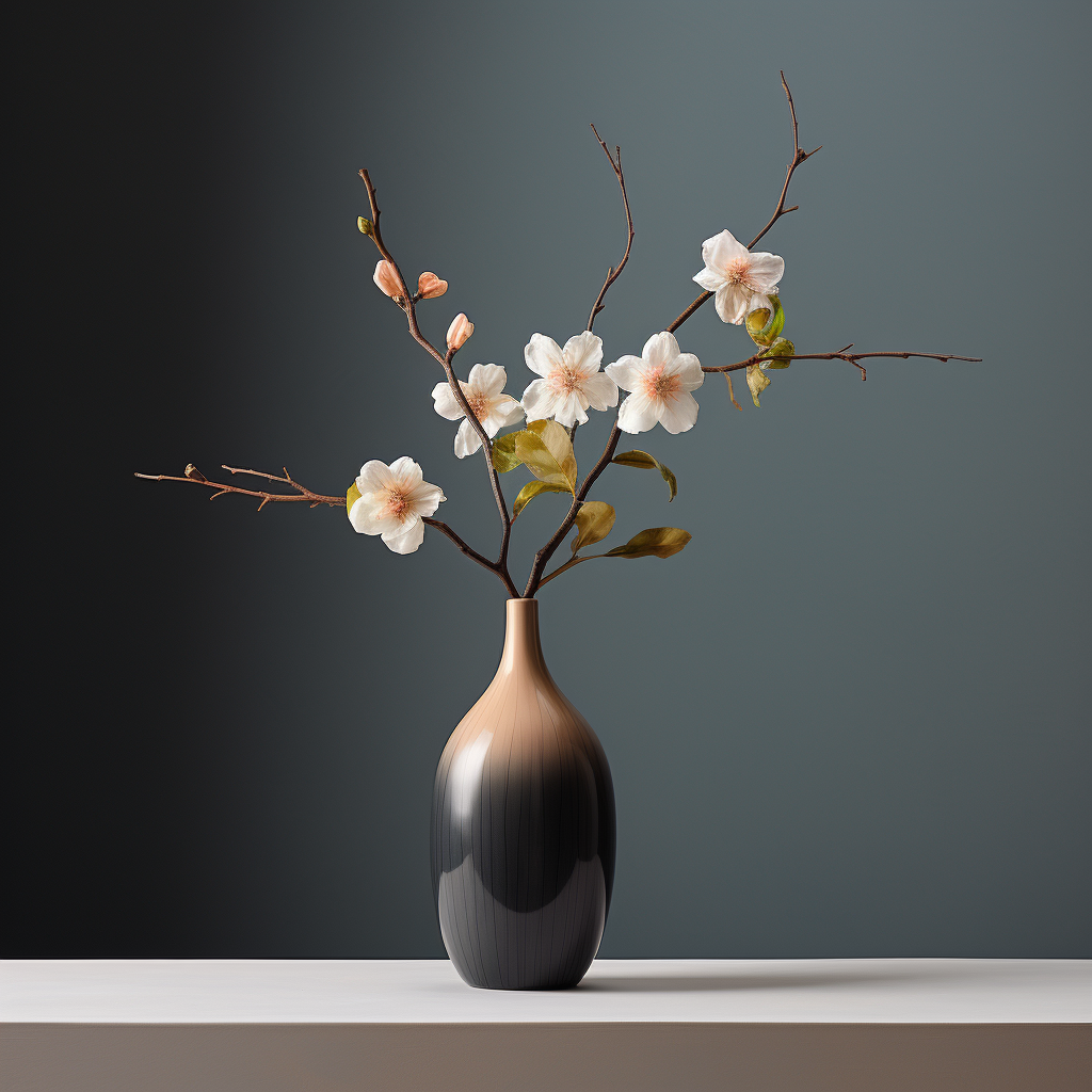 Elegant hyperrealistic flower vase in Morandi style