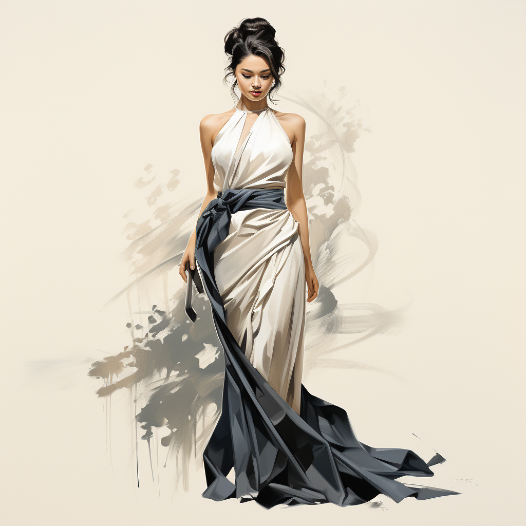 Lady in Elegant Cheongsam Sketch