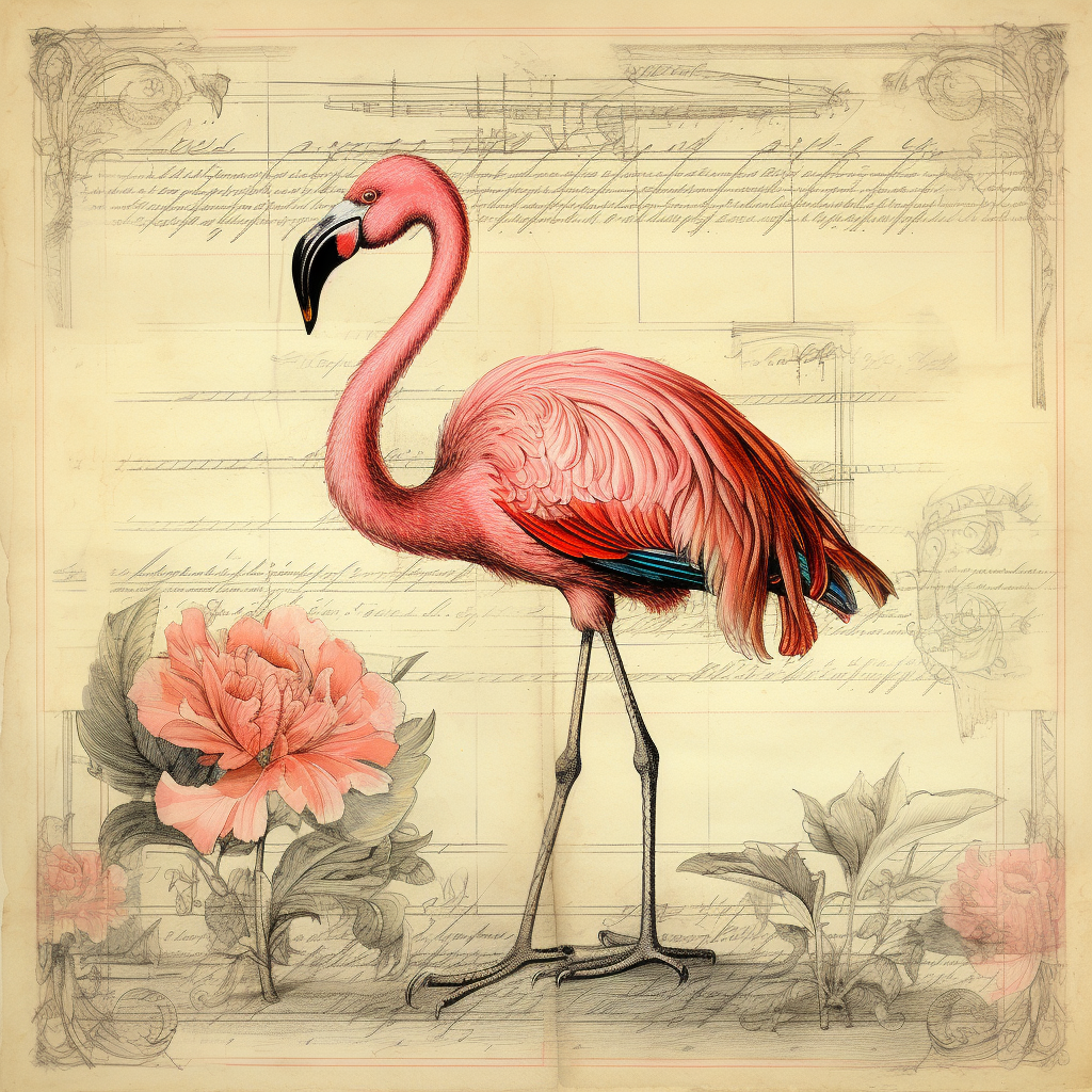 Flamingo in elegant line work