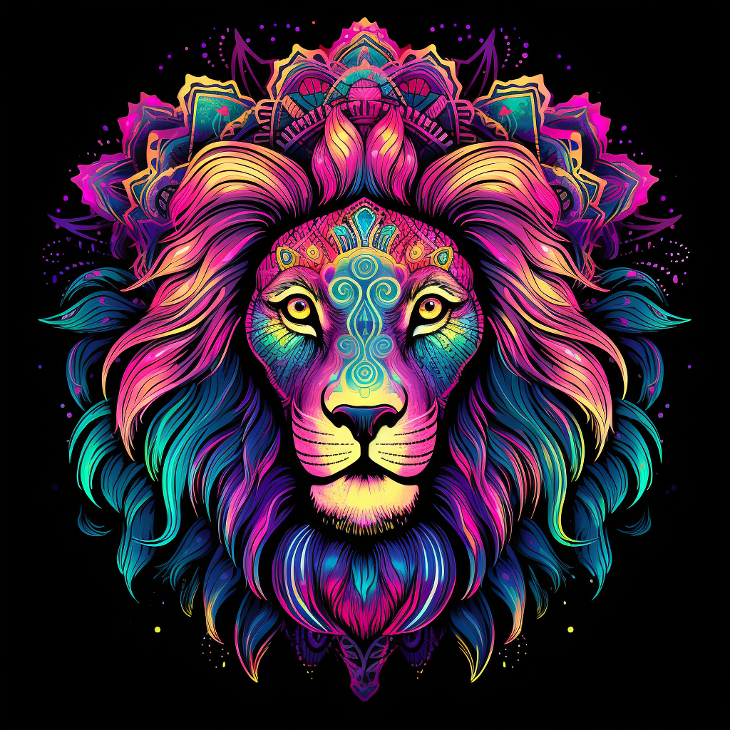 Vibrant Lion Mandala Artwork