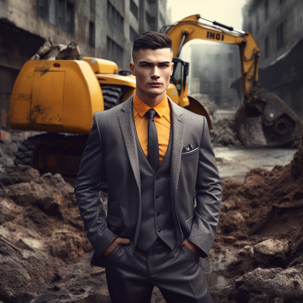 Stylish male model in construction site