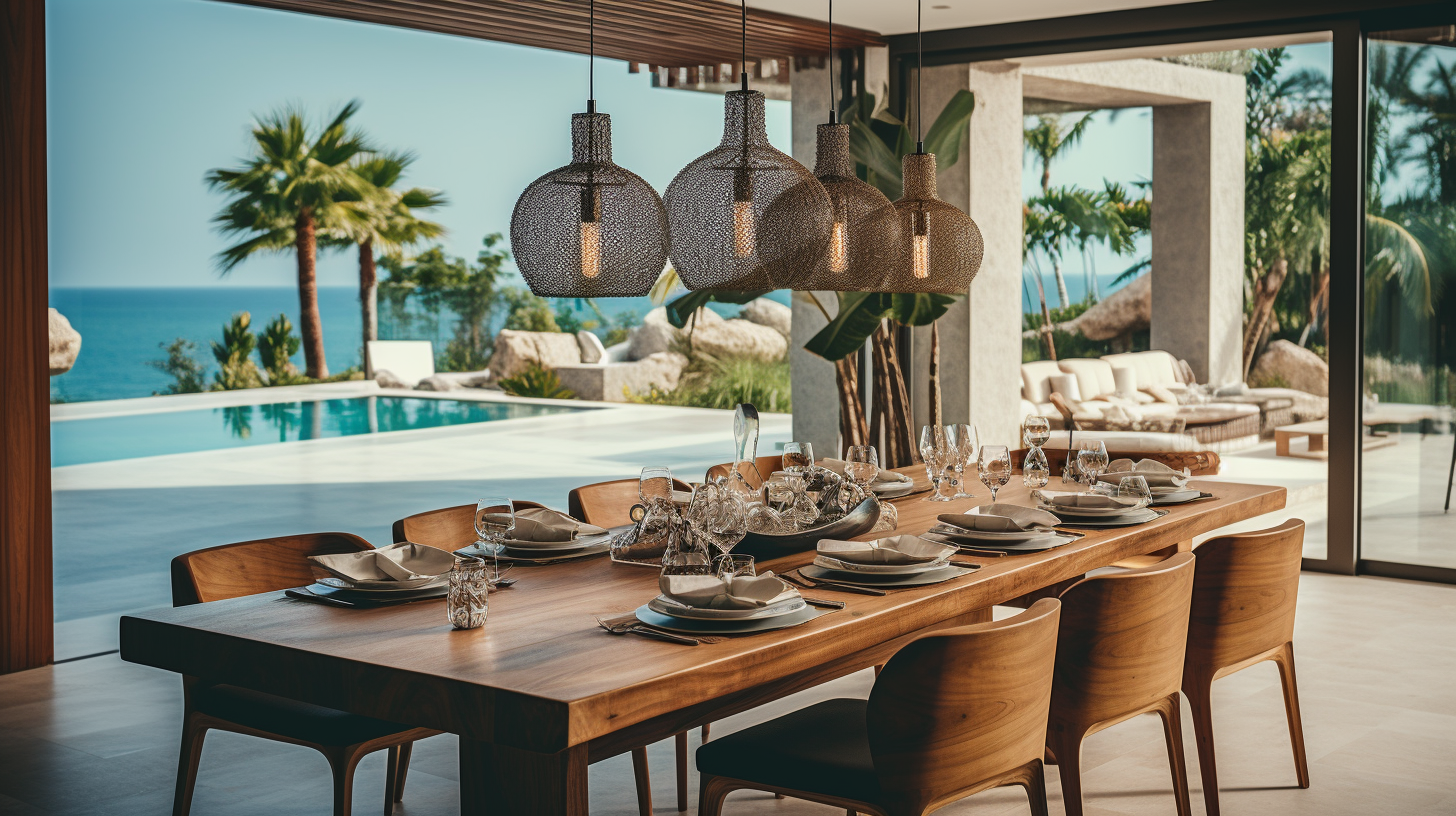 Elegant modern beach dining room