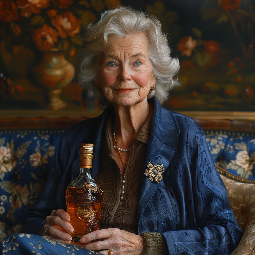 Elegant woman holding rum glass