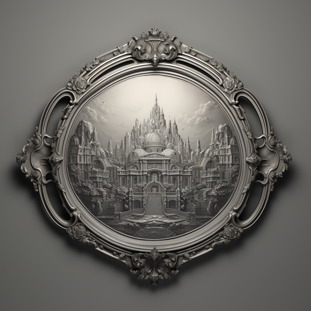 Grayscale depth map of elegant plaque