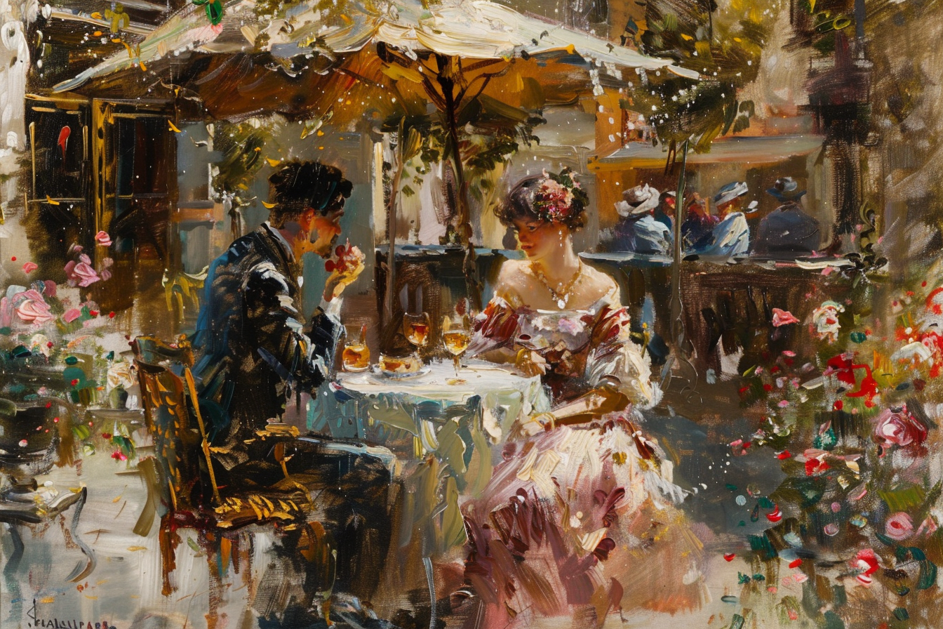 Elegant People Conversing Impressionist Painting