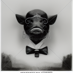 Elegant pig man in vintage costume