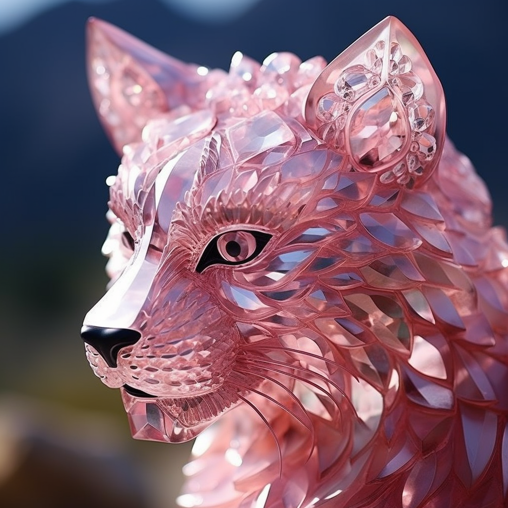 Elegant pink feline creature with sparkling crystals  ?✨