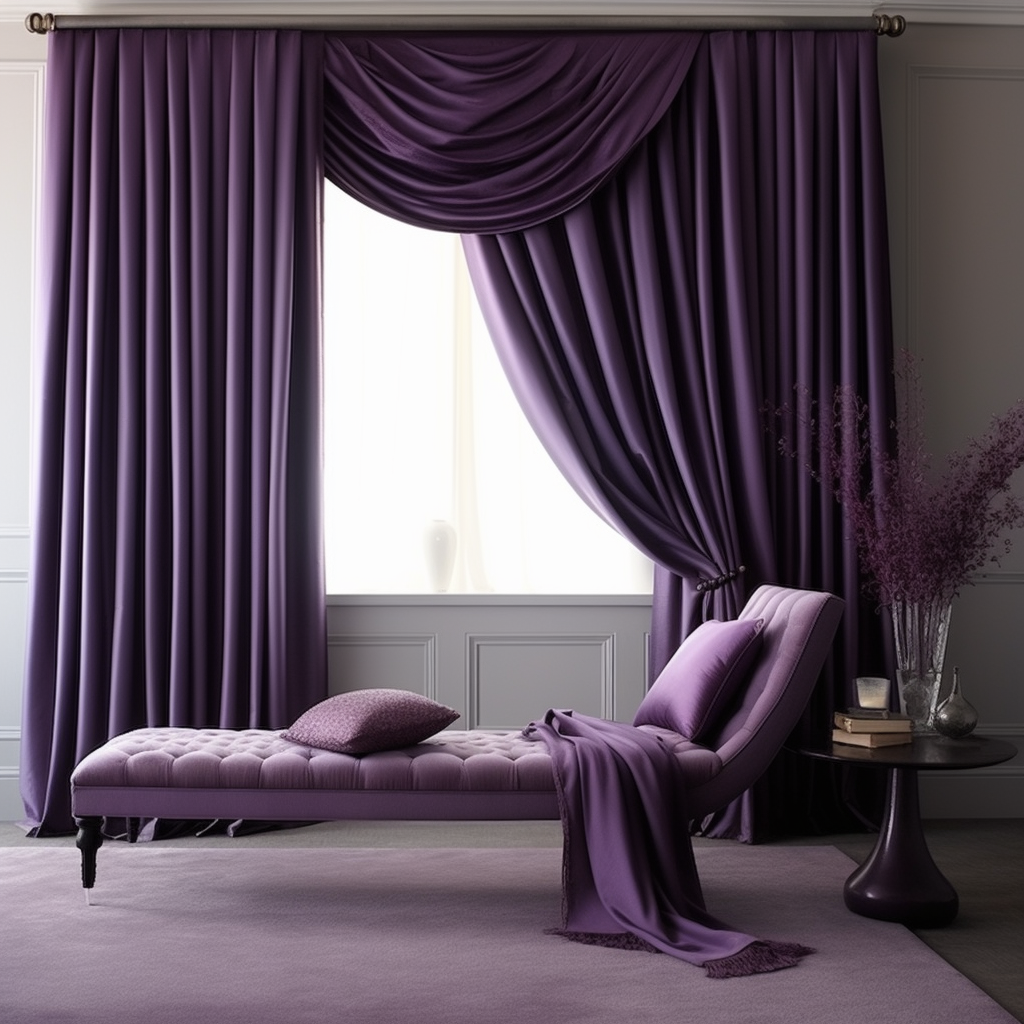 Purple Box Pleated Curtain