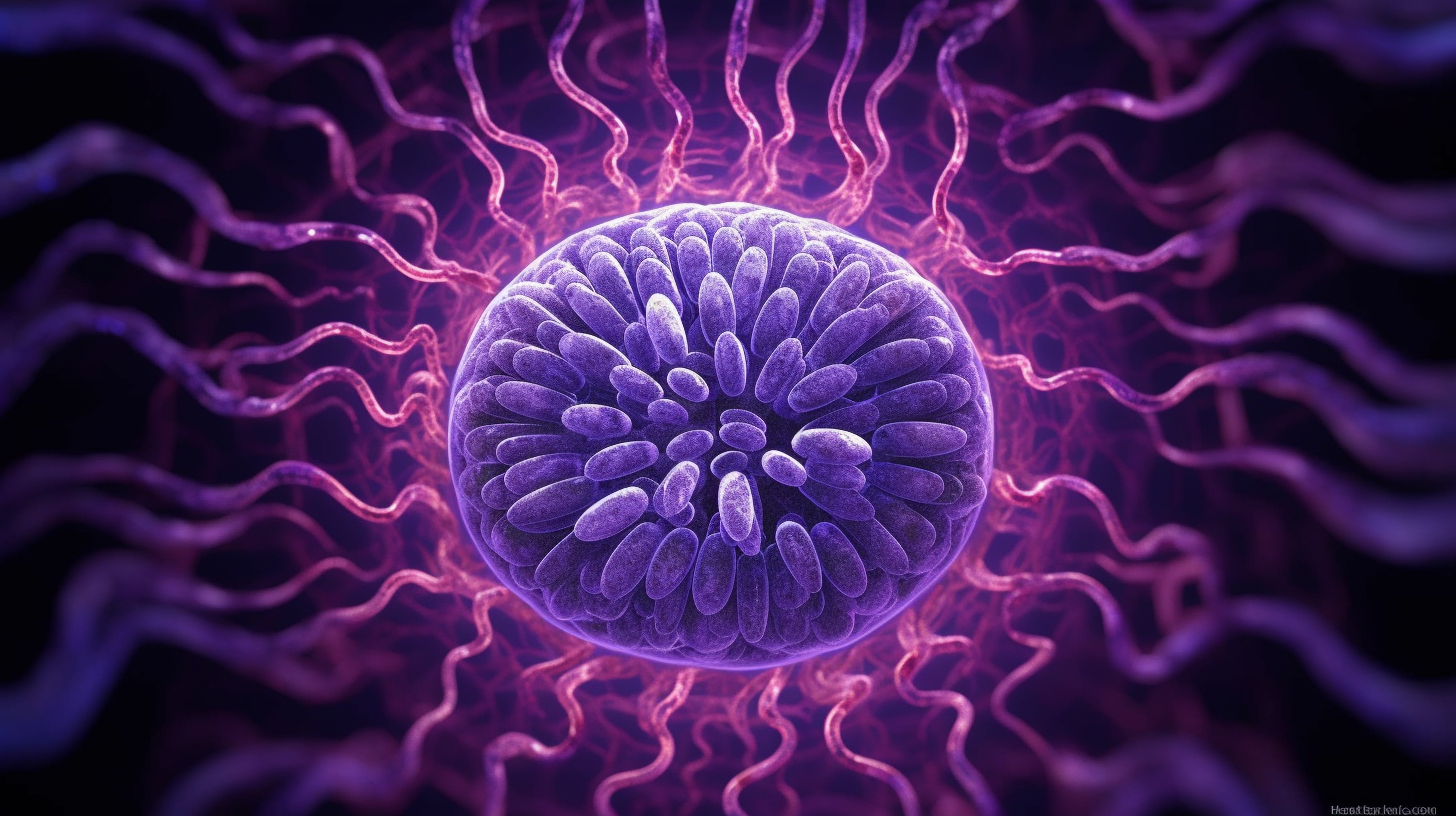 Detailed purple cell structure illustration