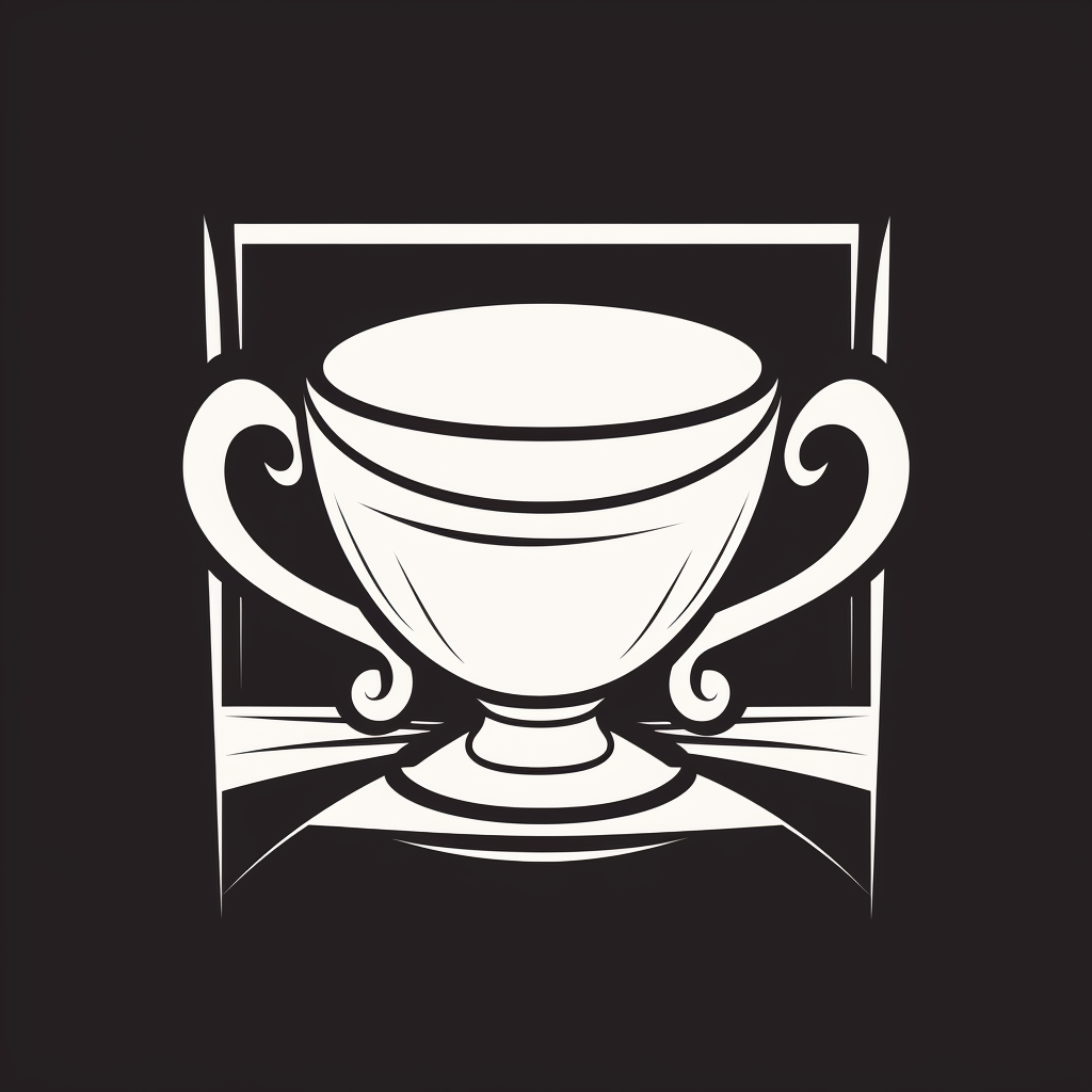 Monochromatic cup outline with ribbon-like style