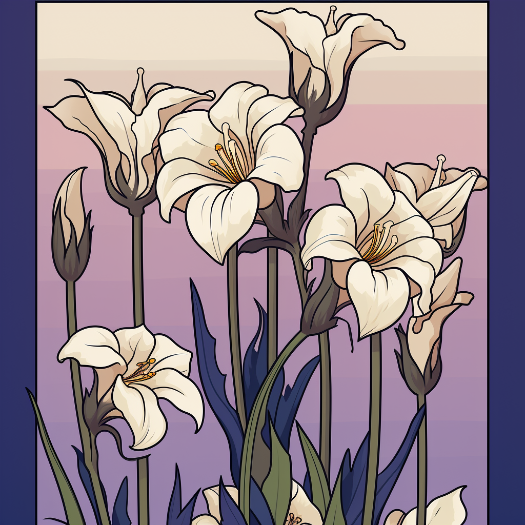 Art Nouveau Poster with Bellflowers