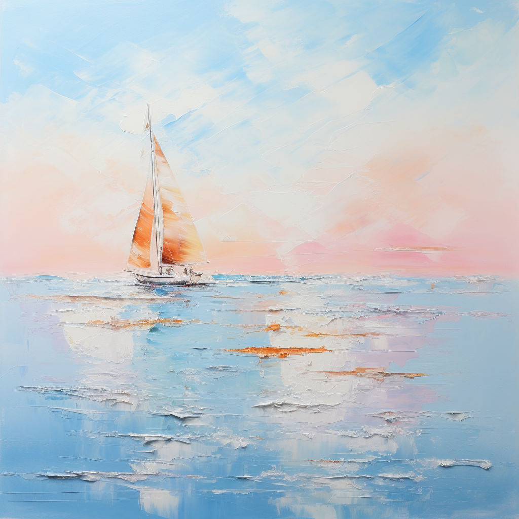 Abstract seascape oil painting in St. Tropez