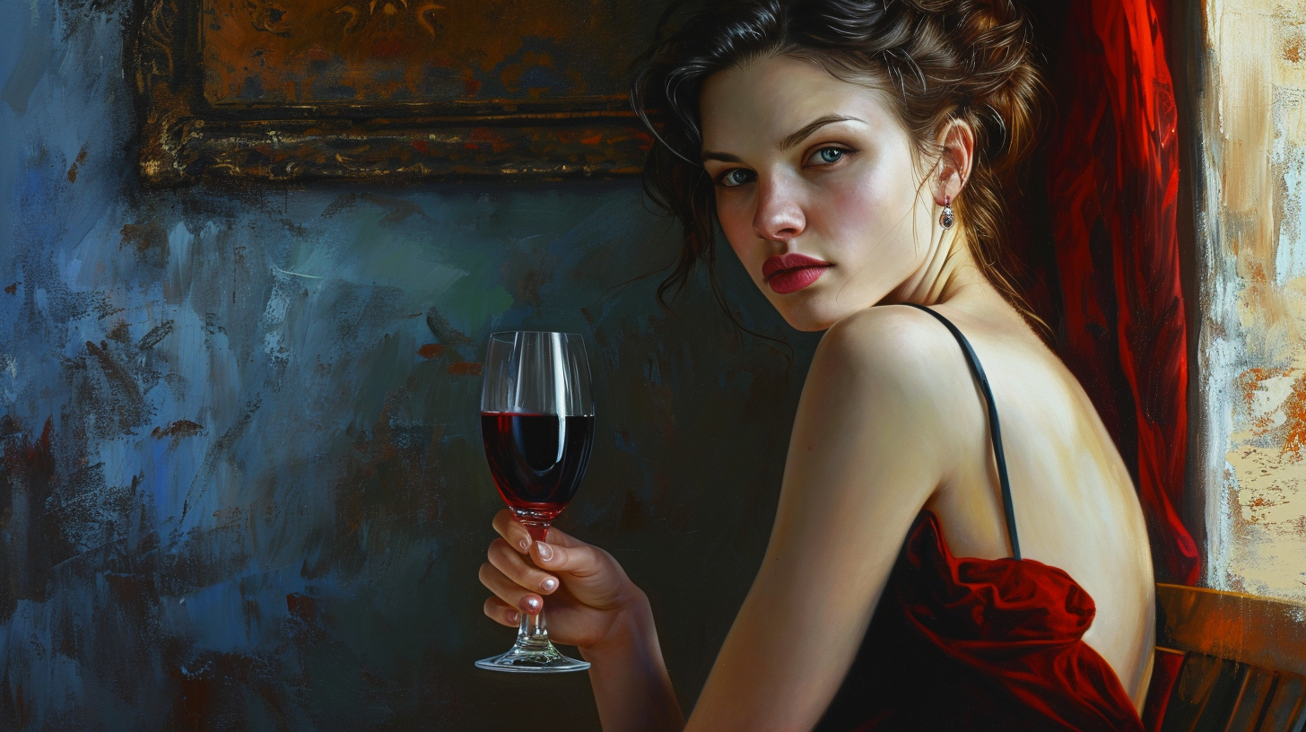 Elegant woman holding glass of wine