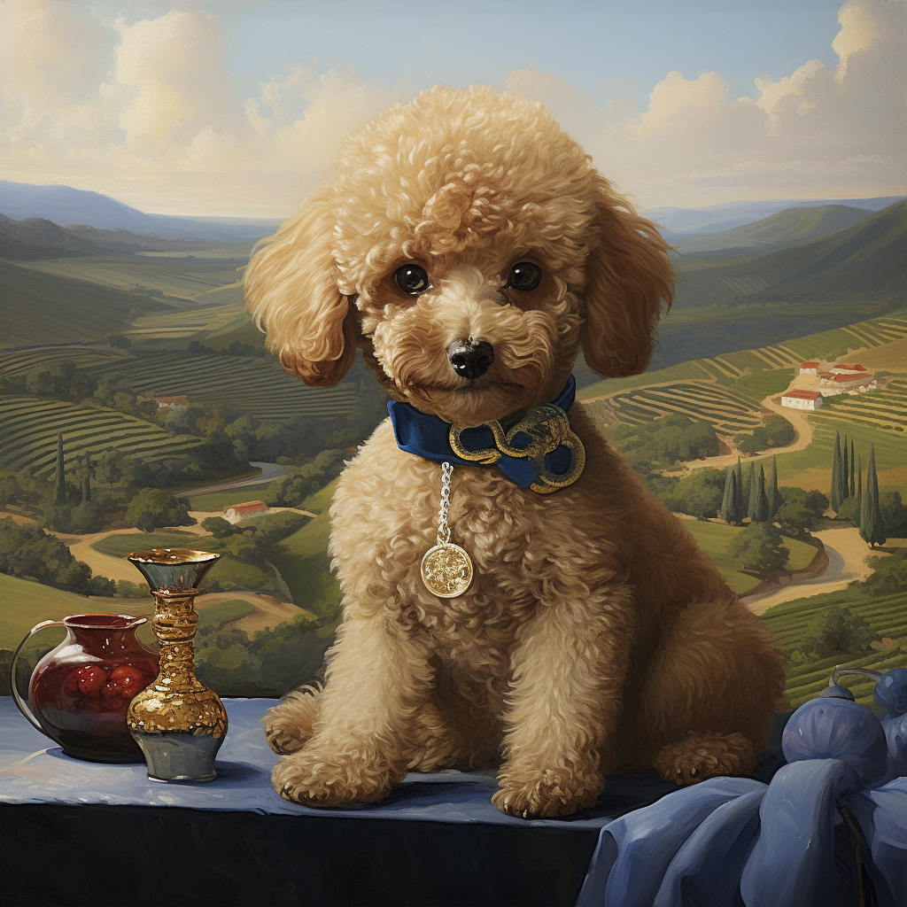 Elegant Toy Poodle in Landscape