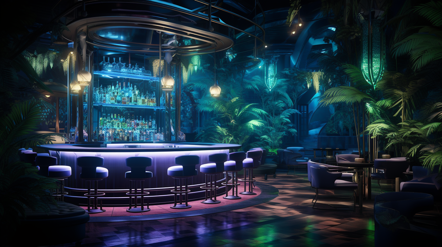 Elegant tropical nightclub interior design