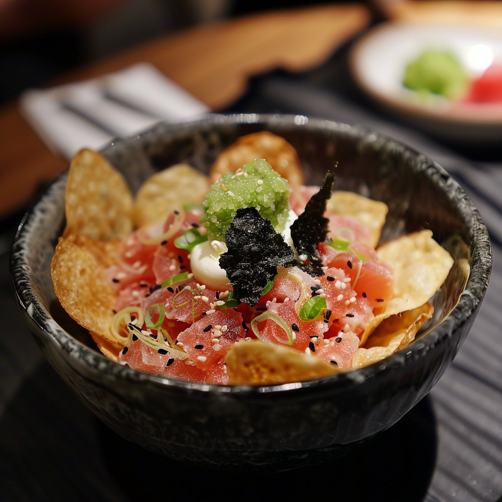 elegant tuna tartare chips dip