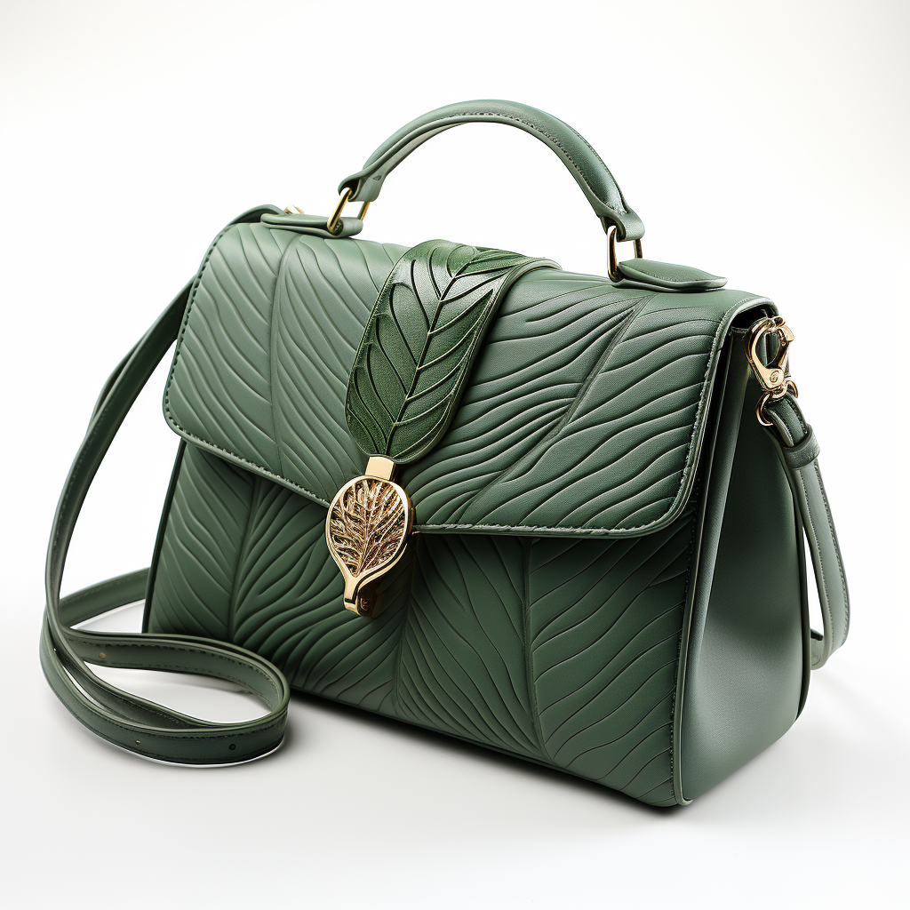 Fashionable Women's Khaki Handbag with Leaf Pattern