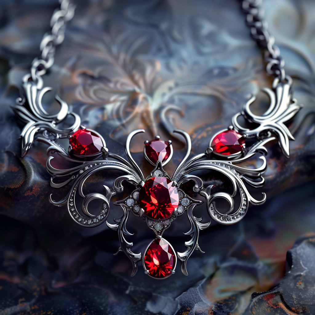 Elegant jewelry with red gems