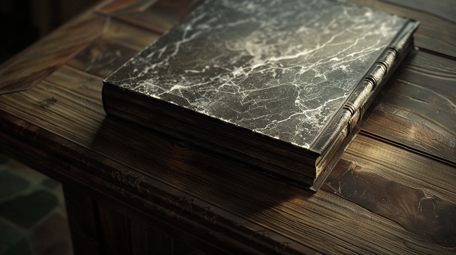 Elegant Marble Book on Antique Table