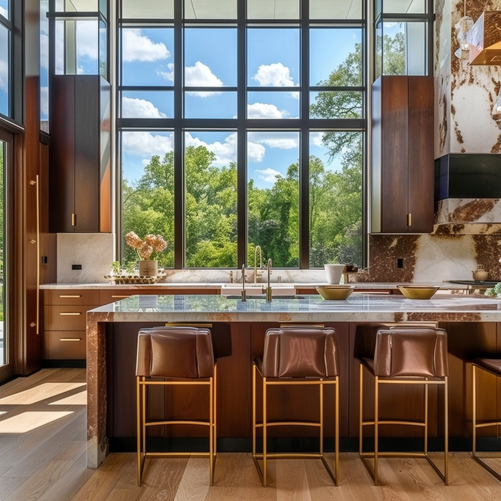 Elegant modern kitchen with dark wood cabinetry