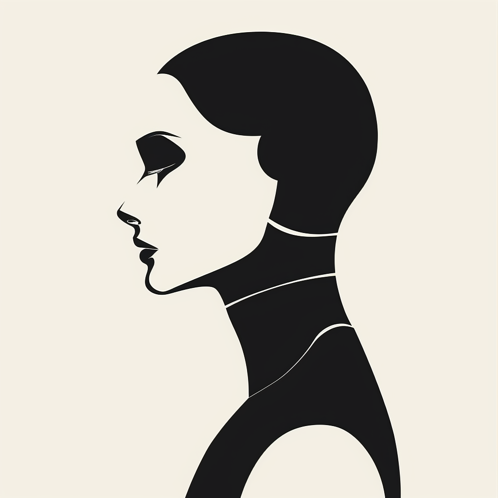 Graceful Minimalistic Robot Silhouette Vector