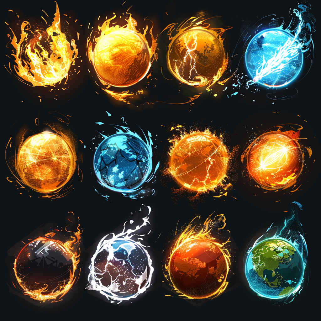 Elemental move orbs sprite animation