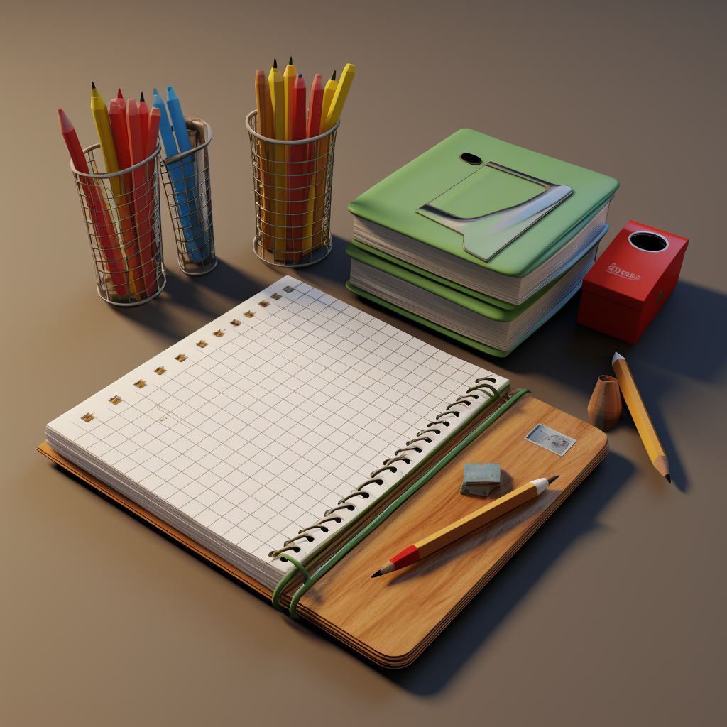 Colorful 3D notebook for elementary school