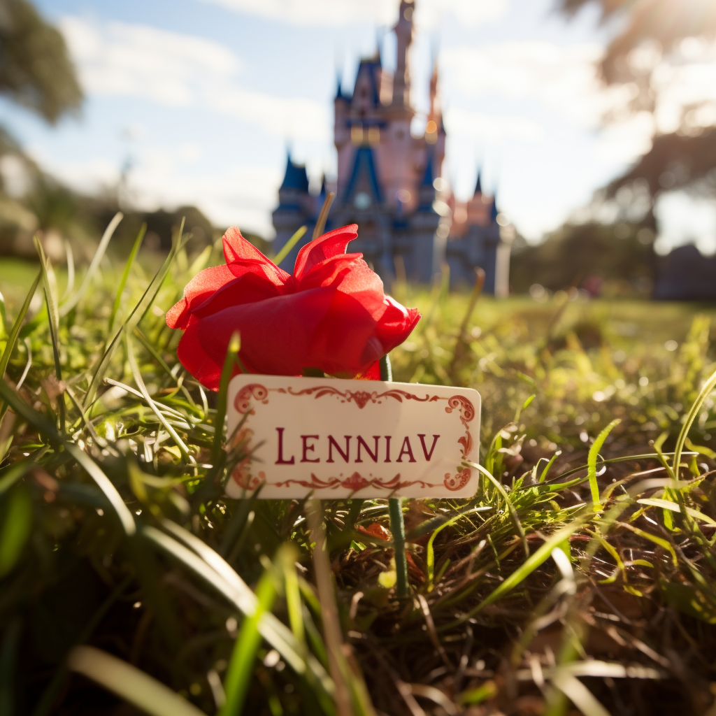 Elena Disney Nametag in Grass with Castle Background