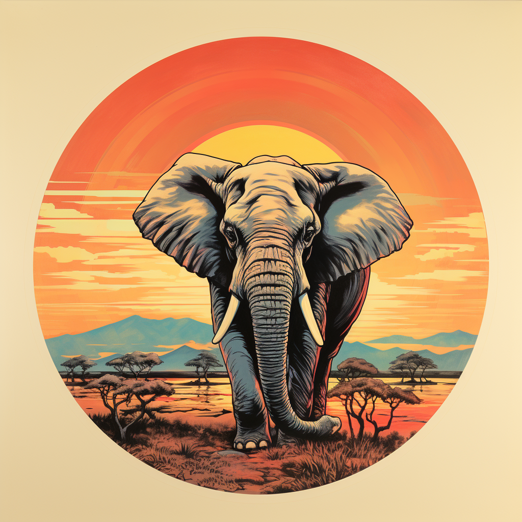 Retro 70s Elephant Album Art Print